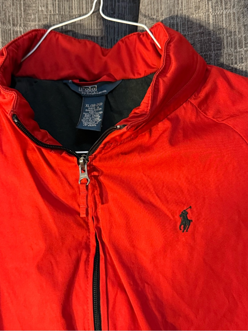 Polo by Ralph Lauren Vintage Bright Red Lightweight Zip Jacket with Logo XL